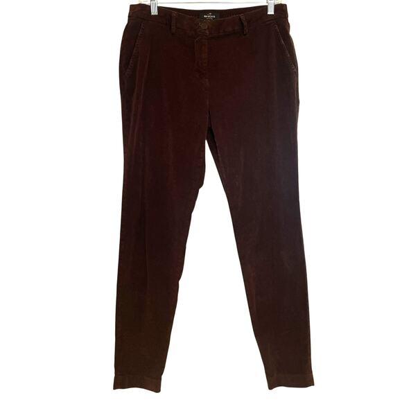 Mason's Velvet Straight Leg Pants Size 44 (US 10) Chocolate Brown Mid Rise Italy - Picture 1 of 10
